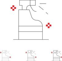 Spray Cleaning Detergent Product Bold and thin black line icon set vector