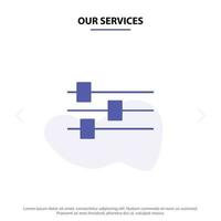 nuestra herramienta de edición de diseño de servicios plantilla de tarjeta web de icono de glifo sólido vector