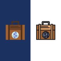 Business Investment Modern Globe  Icons Flat and Line Filled Icon Set Vector Blue Background