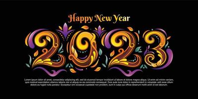 New year 2023 design with ornamental concept in modern color vector