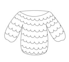 Coloring page. Women knitted sweater autumn winter. Vector illustration.