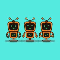 ilustración de televisión de robot de dibujos animados adorable lindo para mascota de icono de etiqueta y logotipo vector