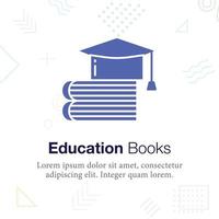 Education Books with Graduation hat Vector illustration icon, Related to school and education