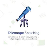 icono de ilustración de vector de búsqueda de telescopio, relacionado con la escuela y la educación