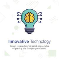 Bulb and brain Vector illustration icon, Related to Innovative Technology and school education