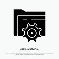 Folder Setting Gear Computing Solid Black Glyph Icon vector