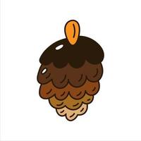 Doodle style pine cone. Simple element vector