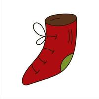 Santa Claus Sock for gifts. Doodle element vector