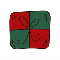 Doodle Christmas gift. Simple X-mas element vector