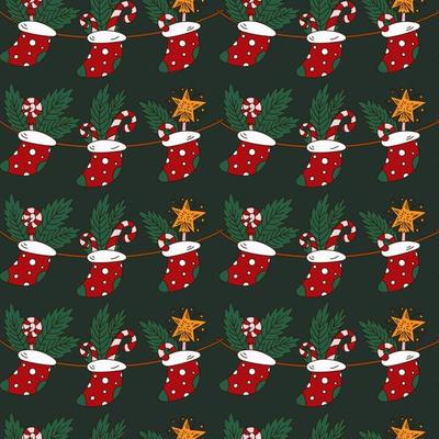 Doodle X-mas seamless pattern. Cute digital paper for Christmas wrapping