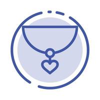 Necklace Heart Gift Blue Dotted Line Line Icon vector