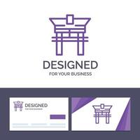 Creative Business Card and Logo template Gate Bridge China Chinese Vector Illustration