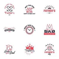 9 Black and Pink Happy Fathers Day Design Collection A set of twelve brown colored vintage style Fathers Day Designs on light background Editable Vector Design Elements