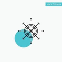 Focus Board Dart Arrow Target turquoise highlight circle point Vector icon