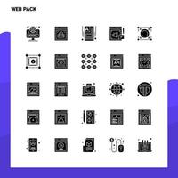 25 conjunto de iconos de paquete web plantilla de ilustración de vector de icono de glifo sólido para ideas web y móviles para empresa comercial