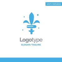 juego espada arma madrigal azul sólido logotipo plantilla lugar para eslogan vector