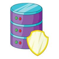 Data server protection icon, cartoon style vector