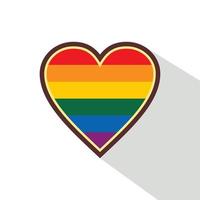 corazón en icono de color lgbt, estilo plano vector