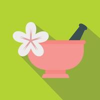 Mortar and pestle icon, flat style vector