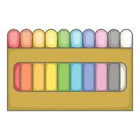 Colored pastel crayon set icon, cartoon style vector