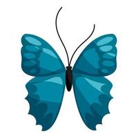 Blue butterfly icon, cartoon style vector