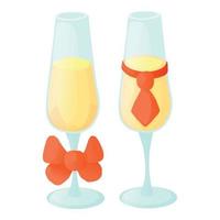 Wedding glasses icon, cartoon style vector