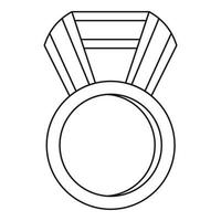 icono de medalla redonda, estilo de esquema vector