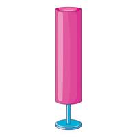 Pink table lamp icon, cartoon style vector