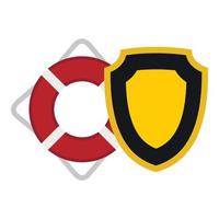 Lifebuoy and shield icon, flat style vector