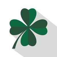 Green four leaf clover icon, flat style vector