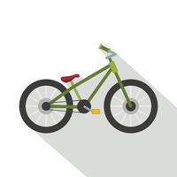 icono de bicicleta verde, tipo plano vector