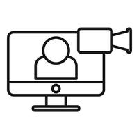 Monitor video call icon, outline style vector