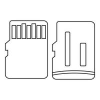Both sides of SD memory card icon, outline style vector