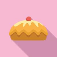 Cherry cake icon, flat style vector