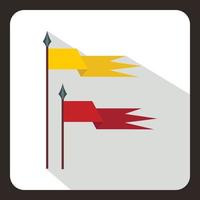 Red and yellow ancient battle flags icon vector