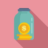 Compensation jar coin icon, flat style vector
