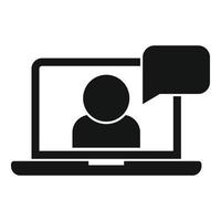 Laptop chat video call icon, simple style vector