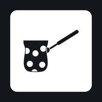 Black cezve with white dots icon, simple style vector