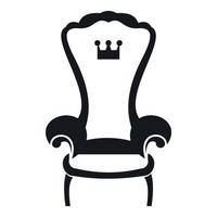 icono de la silla del trono del rey, estilo simple vector