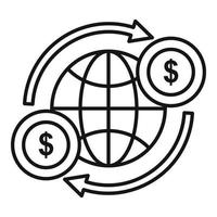 Global money credit icon, outline style vector