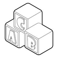 cubos del alfabeto con letras a,b,c icono vector