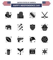 Happy Independence Day 16 Solid Glyphs Icon Pack for Web and Print usa elephent american american ice sport Editable USA Day Vector Design Elements