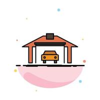 Garage Building Car Construction Abstract Flat Color Icon Template vector