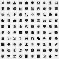 Set of 100 Business Solid Glyph icons vector