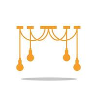 Furniture chandelier, floor and table lamp in flat cartoon style. A set of lamps on a white background. Chandeliers, illuminator, flashlight - elements of a modern interior. Vector illustration.