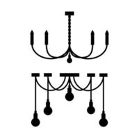 Furniture chandelier, floor and table lamp in flat cartoon style. A set of lamps on a white background. Chandeliers, illuminator, flashlight - elements of a modern interior. Vector illustration.