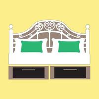 Bed icon on white background. Vector illustration. Colorful graphic set of beds with pillows. Modern bedroom furniture. Flat style vector illustration.