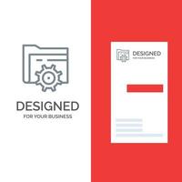 Folder Setting Gear Computing Grey Logo Design and Business Card Template vector