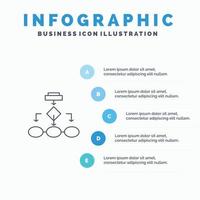 algoritmo de diagrama de flujo estructura de esquema de arquitectura de datos comerciales icono de línea de flujo de trabajo con fondo de infografía de presentación de 5 pasos vector