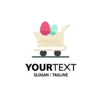 Cart Trolley Easter Shopping Business Logo Template Flat Color vector